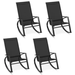 Tangkula 4 PCS Patio Rocking Chairs W/ Ergonomic Backrest Seat Safe Stoppers For Backyard -Tangkula GUEST 16c07343 4a70 455a a0df 19f339173e18