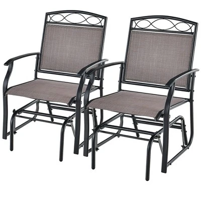 Tangkula Patio Swing Glider Chairs Set Of 2 Outdoor Metal Glider Armchairs Garden Poolside 8 Tangkula Patio Swing Glider Chairs Set Of 2 Outdoor Metal Glider Armchairs Garden Poolside - Image 8
