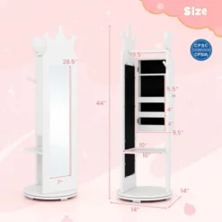 Tangkula Kids Jewelry Cabinet Standing Children Jewelry Organizer W/ Full-Length Mirror -Tangkula GUEST 172a44dc 661a 4beb 9398 f24df686cc54