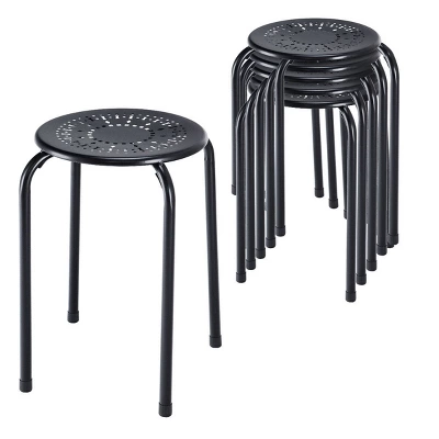 Tangkula Set Of 6 Stackable Stools Metal Chair Dining Set W/ Round Top 10 Tangkula Set Of 6 Stackable Stools Metal Chair Dining Set W/ Round Top - Image 10