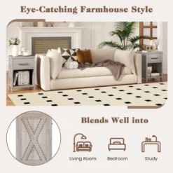 Tangkula Nightstand Sofa Side Table Rustic End Table W/ Drawer & Shelf For Living Room -Tangkula GUEST 17c9b23f 599e 4ef8 a640 2a3b5eec790f