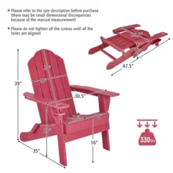 Tangkula 4PCS Patio Folding Adirondack Chair Weather Resistant Cup Holder Yard Red -Tangkula GUEST 18364166 8d47 4f75 98d3 47ba1698f109