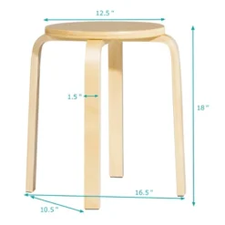 Tangkula 4-set Stacking Stool Birch Natural Wood 18" Round Dining Chair Backless -Tangkula GUEST 190339e6 e223 4846 a70c c4ccab42ae38