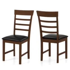 Tangkula Wooden Dining Chair Set Of 4 Pu Leather Upholstered Kitchen Chairs W/ Padded Seat -Tangkula GUEST 19c9de00 defd 4219 9e0e c80a47808468