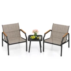 Tangkula 3 PCS Outdoor Chair Set Metal Frame Armchair & Table W/ Breathable Fabric Seat -Tangkula GUEST 19e70fc5 35c3 4675 9ce3 2b2b622232be