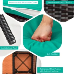 Tangkula Patio Loveseat 2 Person Cushioned Seats With Center Table Outdoor Rattan Furniture Set Turquoise/ Red 13 Tangkula Patio Loveseat 2 Person Cushioned Seats With Center Table Outdoor Rattan Furniture Set Turquoise/ Red -Tangkula GUEST 1a64c75d ec61 4dfe ab35 905db55bf19a