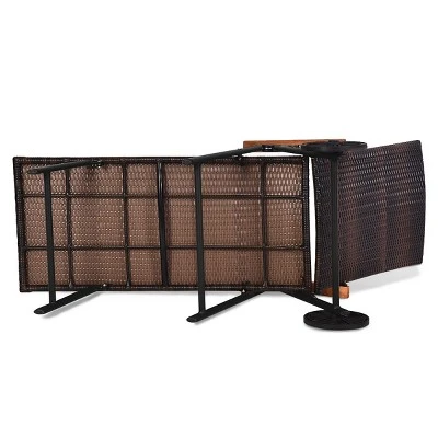 Tangkula 2PCS Folding Outdoor Rattan Chaise Lounge Chair Cushioned Recliner With Wheels& Cushions 8 Tangkula 2PCS Folding Outdoor Rattan Chaise Lounge Chair Cushioned Recliner With Wheels& Cushions - Image 8