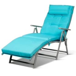 Tangkula Cushioned Folding Chaise Lounge Chair Adjustable Recliner -Tangkula GUEST 1b211aeb 9852 4f2b 9358 6ad5fc818b39