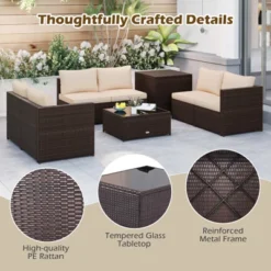 Tangkula 8 PCS Wicker Patio Furniture Set Rattan Sectional Sofa Set W/ Cushions -Tangkula GUEST 1b24f599 7a5e 4b29 9a14 63442a2742c6