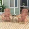 Tangkula Folding Adirondack Chair Set Of 2 W/ High Backrest & Wide Armrests Wooden