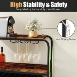 Tangkula 16 Bottle Drinks Rack W/ Glass Holders Metal Frame Storage Shelf For Kitchen -Tangkula GUEST 1b3370d7 b552 4bc4 ac90 0c36737ef5cd