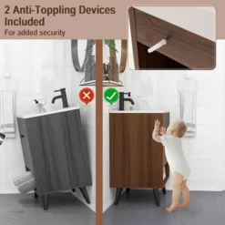 Tangkula 25 Inch Wooden Bathroom Vanity Sink Combo With Open Shelf & Sink & Pop Up Drain -Tangkula GUEST 1b3c922d c1b2 4693 91cd 3a8527596bdc