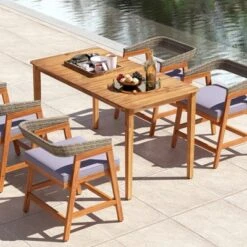 Tangkula Rectangular Outdoor Dining Table 4-6 People Large Acacia Wood Patio Bistro Table -Tangkula GUEST 1bba7c3b 7557 4c39 b41a efef404e8c4b