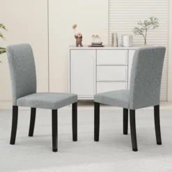 Tangkula Dining Chair Set Of 4 Mid-Century Modern Fabric Upholstered Parson Chairs -Tangkula GUEST 1bde8a7f ea9b 4fdf 8d92 5ea4a3c5de16