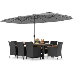 Tangkula Set Of 11 Patio Dining Set W/ 15ft Double-Sided Patio Umbrella (Base Included) -Tangkula GUEST 1be4bb66 79b2 4f3b 8ce6 5e87261ffbbc