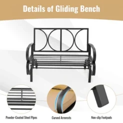 Tangkula 2-Person Outdoor Patio Glider Bench Swing Seat Bench W/ Seat & Back Cushions -Tangkula GUEST 1c21add5 72a8 48a1 8dc1 cc96f261c9e2