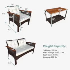 Tangkula 4PCS Rattan Patio Furniture Set Acacia Wood Outdoor Conversation Set W/ Cushions -Tangkula GUEST 1c261c28 750e 4706 b999 753bc20c04e5