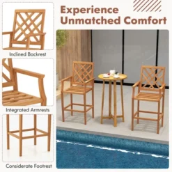 Tangkula 3 PCS Patio Bar Set Round Cocktail Table W/ 2 Stools W/ Backrest Armrests -Tangkula GUEST 1c2ea12f 8e1e 45b6 9416 cab88d02b4eb
