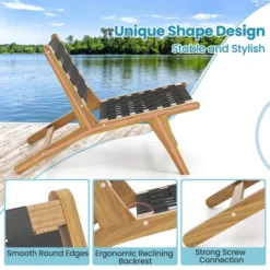 Tangkula 2PCS Teak Wooden Chair W/ Woven Webbing Seat & Backrest Mid Century Modern -Tangkula GUEST 1c40fe91 2c6d 4305 8437 ea29dfbab95e