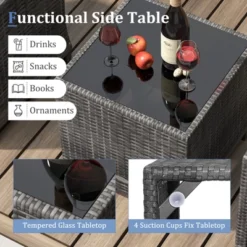 Tangkula 3 Pieces Patio Bistro Set Outdoor PE Rattan Conversation Chair Set With Tempered Glass Side Table And Removable Cushions Black -Tangkula GUEST 1c518b7f f9bb 4ce1 adb5 b23cf5a96b49