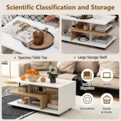 Tangkula Geometric Coffee Table W/ Storage Shelves 3-Tier Rectangular Tea Table 16 Tangkula Geometric Coffee Table W/ Storage Shelves 3-Tier Rectangular Tea Table -Tangkula GUEST 1c97e3b8 ec8c 4e49 9f86 0ce7fae5fd5c