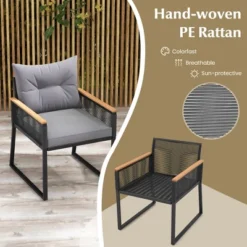 Tangkula 3 PCS Patio Furniture Set PE Rattan Wicker Chairs W/ 2 Tier Coffee Table Soft Back 11 Tangkula 3 PCS Patio Furniture Set PE Rattan Wicker Chairs W/ 2 Tier Coffee Table Soft Back -Tangkula GUEST 1ca33da6 db04 4c35 b983 0ef0275511a4