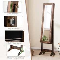 Tangkula Jewelry Mirrored Cabinet Armoire Organizer Storage Box W/ Stand Christmas Gift -Tangkula GUEST 1d6b7ba2 45ff 4297 8545 e50981a26353