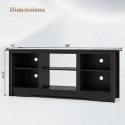 Tangkula 58" TV Stand Entertainment Center W/ 3-Adjustable Shelves For 65" TV Black -Tangkula GUEST 1d9e42ed e97d 4d65 a6f6 ed262b7e82ed