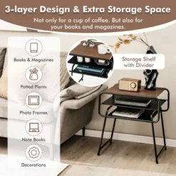 Tangkula 3-tier Side End Sofa Display Table Compact Nightstand For Bedroom Living Room -Tangkula GUEST 1db9332c a083 483a b1da 179504c3ad12
