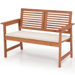 Tangkula Outdoor Bench With Cushion 2-Person Patio Bench W/Slatted Back & Seat Garden Backyard Balcony 9 Tangkula Outdoor Bench With Cushion 2-Person Patio Bench W/Slatted Back & Seat Garden Backyard Balcony -Tangkula GUEST 1dbddf7c 61c0 4450 81f3 ac16d9650318