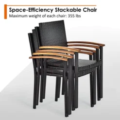 Tangkula 7 PCS Patio Rattan Dining Furniture Set Armrest Chairs Wooden Table -Tangkula GUEST 1e6f9e6e 7be8 4731 8ffa 6dbd430f1c6a