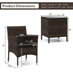 Tangkula 3 PCS Outdoor Conversation Set W/ Cushioned Seat & Tempered Glass Tabletop -Tangkula GUEST 1e81a7ec 6d43 48d9 af63 c05f8e504a22