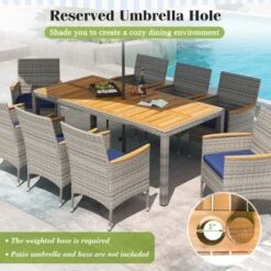 Tangkula 9 Pieces Patio PE Wicker Dining Set Outdoor Acacia Wood Table & Chairs -Tangkula GUEST 1e9d5d58 4fd9 4d80 bf9c f9e74a69209b