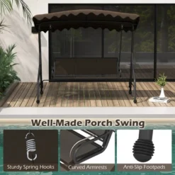 Tangkula 3-Seat Outdoor Swing, Porch Canopy Swing W/ Adjustable Shading Breathable Seat -Tangkula GUEST 1f09a068 3094 40d8 9d04 86e70cc2b0a7