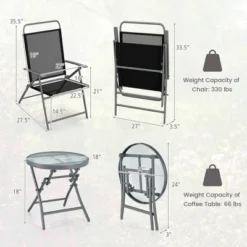 Tangkula 3 Piece Patio Folding Chair Set W/ Coffee Table & Extra-Large Seat Porch Backyard Poolside -Tangkula GUEST 1f3bca17 7888 4446 9a55 ede3040552a9