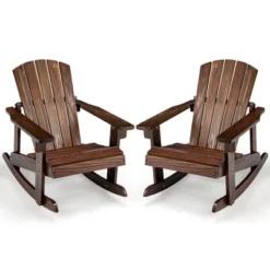 Tangkula 2PCS Kid Adirondack Rocking Chair Outdoor Solid Wood Slatted Seat Backrest -Tangkula GUEST 1f571f30 0610 4ba5 a406 23a6102e7cf0