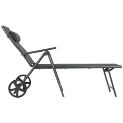 Tangkula Patio Chaise Lounge Chair Outdoor Reclining Chair W/Neck Pillow & Wheels Gray -Tangkula GUEST 1f6a368d 77bc 4d21 b054 d5a7565dd5f9