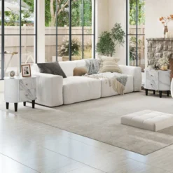 Tangkula 2PCS Nightstand W/ 2 Drawers Faux Marble Bedside Table For Small Space -Tangkula GUEST 1f8c6b64 645c 462e 90e0 75512cb8c260