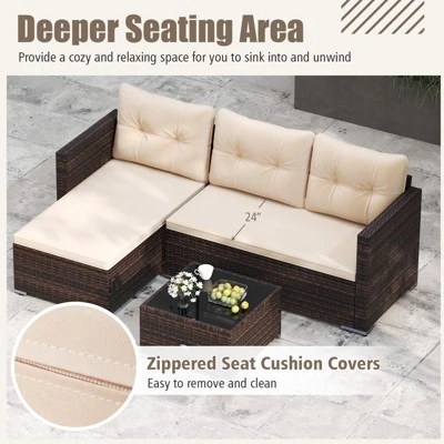 Tangkula 4 Seats Outdoor Patio Furniture Set L-Shaped Couch Set For Yard 5 Tangkula 4 Seats Outdoor Patio Furniture Set L-Shaped Couch Set For Yard - Image 5