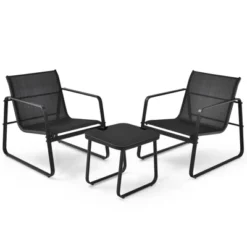 Tangkula Set Of 3 Outdoor Bistro Furniture Set Patio Table & Chairs Set For Backyard Poolside Lawn Black -Tangkula GUEST 1fdb36fb 56d1 4823 812c 8f15db671db6