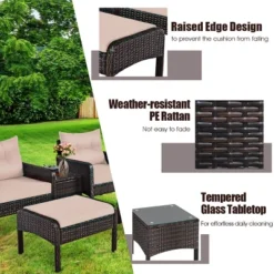 Tangkula 5-Piece Patio Rattan Conversation Set Cushioned Sofas And Ottoman Set With Table -Tangkula GUEST 1fe9fa9f b672 4814 8fc7 ea1539515f8c