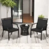 Tangkula 4 PCS Patio Chairs All Weather Outdoor Chairs With High Back Armrests Quick-Drying Fabric & Heavy-Duty Metal Frame Black