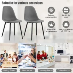 Tangkula Dining Chairs Set Of 4 Upholstered Fabric Chairs W/Metal Legs For Living Room -Tangkula GUEST 2080b731 7837 44e8 a0e2 1f0b1e201c98