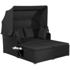 Tangkula Patio Rattan Daybed With Retractable Canopy Wicker Sun Lounger With 2 Foldable Side Panels Thick Seat & Back Cushions 19 Tangkula Patio Rattan Daybed With Retractable Canopy Wicker Sun Lounger With 2 Foldable Side Panels Thick Seat & Back Cushions -Tangkula GUEST 20c3c25c e0cc 45c1 b61a 650d2bfaee79