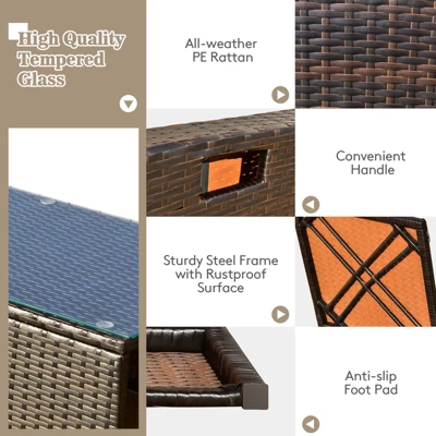 Tangkula 9 Pieces Furniture Set W/ 50,000 BTU Propane Fire Pit Table Patio Turquoise 2 Tangkula 9 Pieces Furniture Set W/ 50,000 BTU Propane Fire Pit Table Patio Turquoise - Image 2