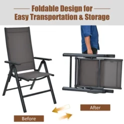 Tangkula 4 Pack Folding Dining Chairs Adjustable Reclining Back Chairs Suitable For Outdoor & Indoor Gray -Tangkula GUEST 20e422d1 c528 476e b3e9 9ddb5f15cf39