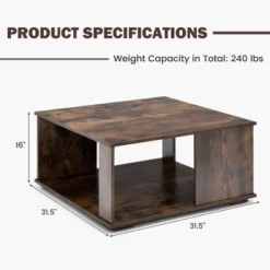 Tangkula 2-Tier Square Coffee Table W/ Storage Industrial Center Table For Living Room 15 Tangkula 2-Tier Square Coffee Table W/ Storage Industrial Center Table For Living Room -Tangkula GUEST 2176e70c 18e5 49ec 8352 14b3b0a826ba