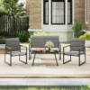 Tangkula 4 Piece Patio Furniture Set Outdoor Metal Conversation Set W/ Padded Fabric Seat
