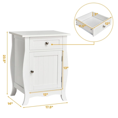 Tangkula Wooden Accent End Table With Drawer Storage Floor Cabinet For Living Room, Bedroom, Hallway 6 Tangkula Wooden Accent End Table With Drawer Storage Floor Cabinet For Living Room, Bedroom, Hallway - Image 6