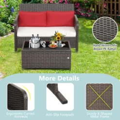 Tangkula 2PCS Patio Rattan Furniture Set Loveseat W/Coffee Table For Garden Porch Backyard Brown 15 Tangkula 2PCS Patio Rattan Furniture Set Loveseat W/Coffee Table For Garden Porch Backyard Brown -Tangkula GUEST 22294c51 cd31 4426 a34b c03508dd57a8